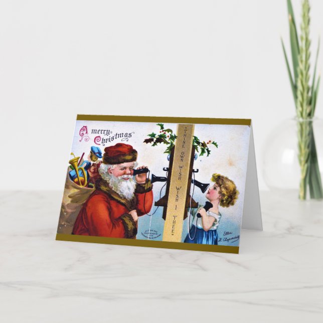 A Merry Christmas - Santa talking to child Holiday Card (Front)