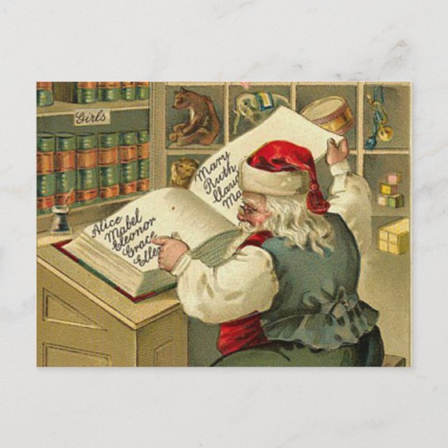 A Merry Christmas Santa's workshop Holiday Postcard (Front)