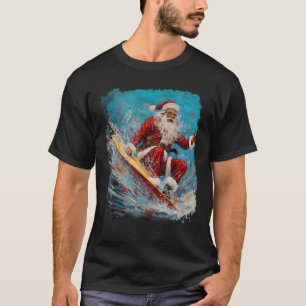 A Merry Christmas Surf Santa Claus Surfer T-Shirt