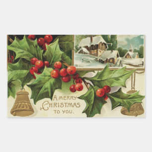 A Merry Christmas to You Vintage Rectangular Sticker
