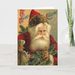 A Merry Christmas Vintage Santa Holiday Card