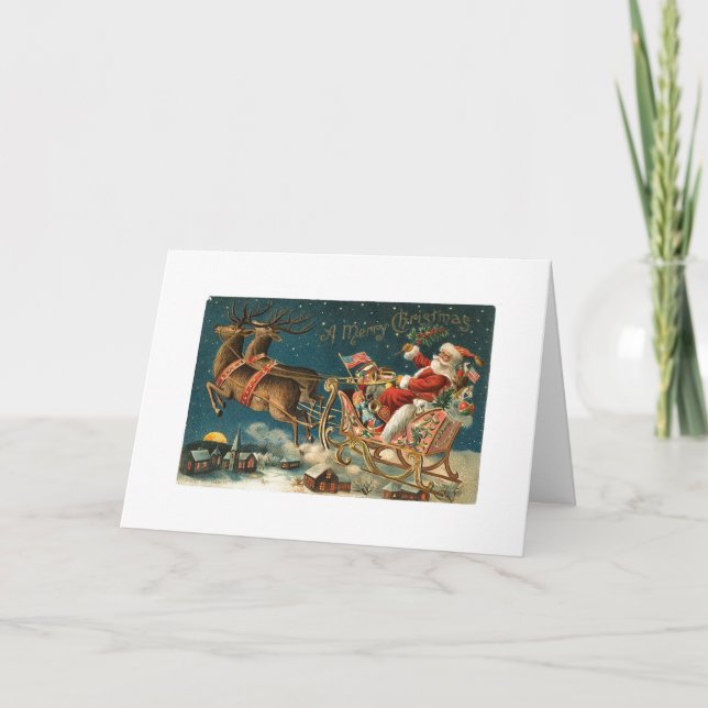 A Merry Christmas Vintage Santa Holiday Card (Front)