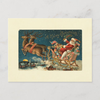 A Merry Christmas Vintage Santa Holiday Postcard