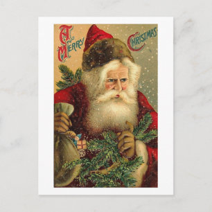 A Merry Christmas Vintage Santa Holiday Postcard