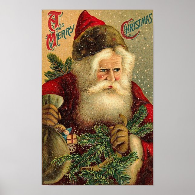 A Merry Christmas Vintage Santa Poster (Front)