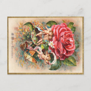 A Merry Christmas-Vintage Victorian era Postcard