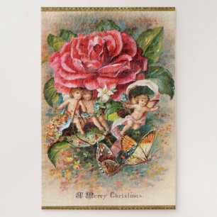 A Merry Christmas-Vintage Victorian era Postcard Jigsaw Puzzle
