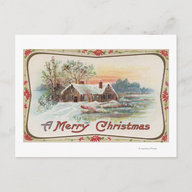A Merry ChristmasA Country Scene Holiday Postcard (Front)