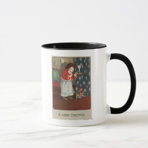 A Merry ChristmasGirl Holding a Candlestick Mug