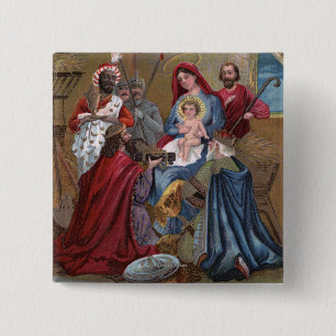 A Merry ChristmasNativity Scene 15 Cm Square Badge