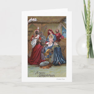 A Merry ChristmasNativity Scene Holiday Card