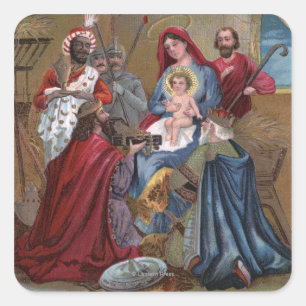A Merry ChristmasNativity Scene Square Sticker