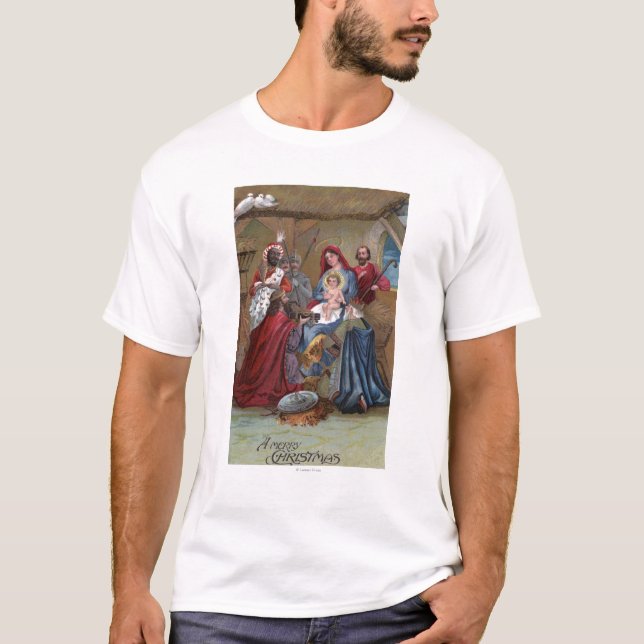 A Merry ChristmasNativity Scene T-Shirt (Front)