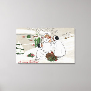 A Merry ChristmasPeople Holding Piglets Canvas Print