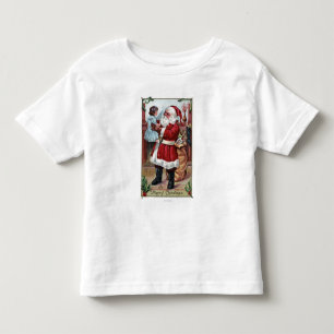 A Merry ChristmasSanta Holding Girl in Blue Toddler T-Shirt