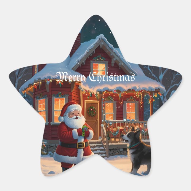 A Merry Festive Christmas Holiday  Star Sticker (Front)