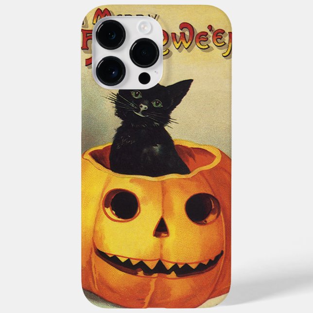 A Merry Halloween by Ellen Clapsaddle, Vintage Cat Case-Mate iPhone Case (Back)