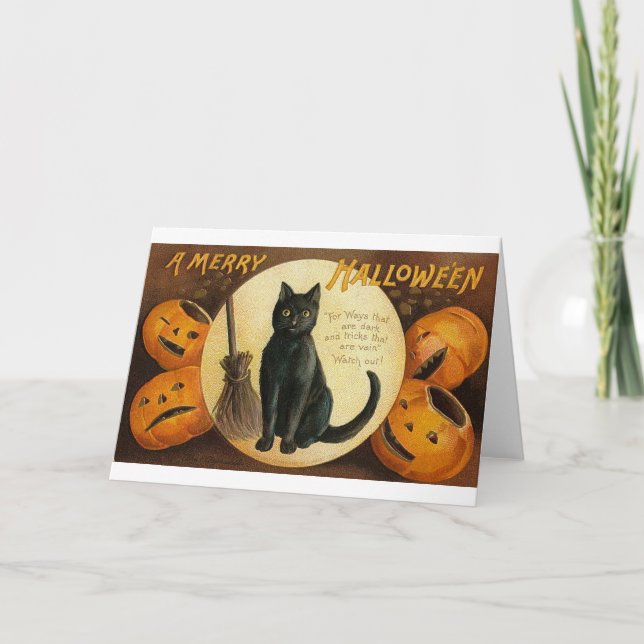 A Merry Halloween Cat Card (Front)