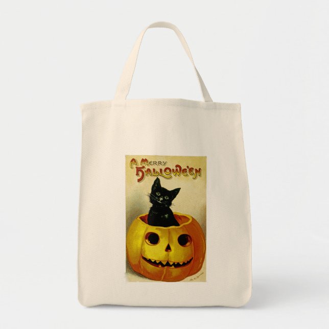 A Merry Halloween Kitten Tote Bag (Front)