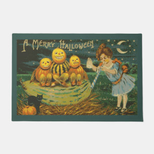A Merry Halloween Vintage Pumpkins Doormat