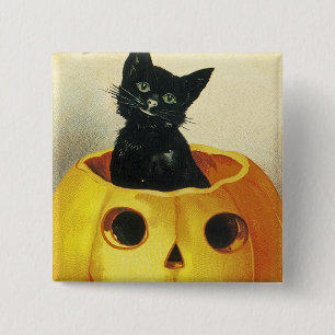 A Merry Haloween Kitten 15 Cm Square Badge