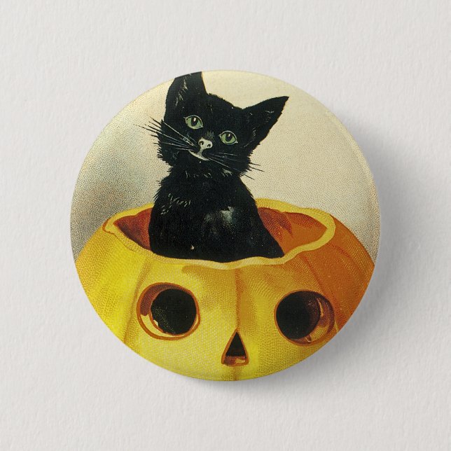 A Merry Haloween Kitten 6 Cm Round Badge (Front)