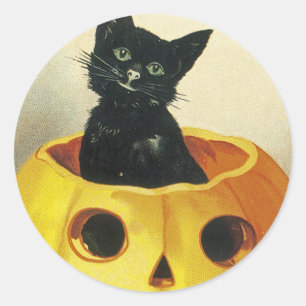 A Merry Haloween Kitten Classic Round Sticker