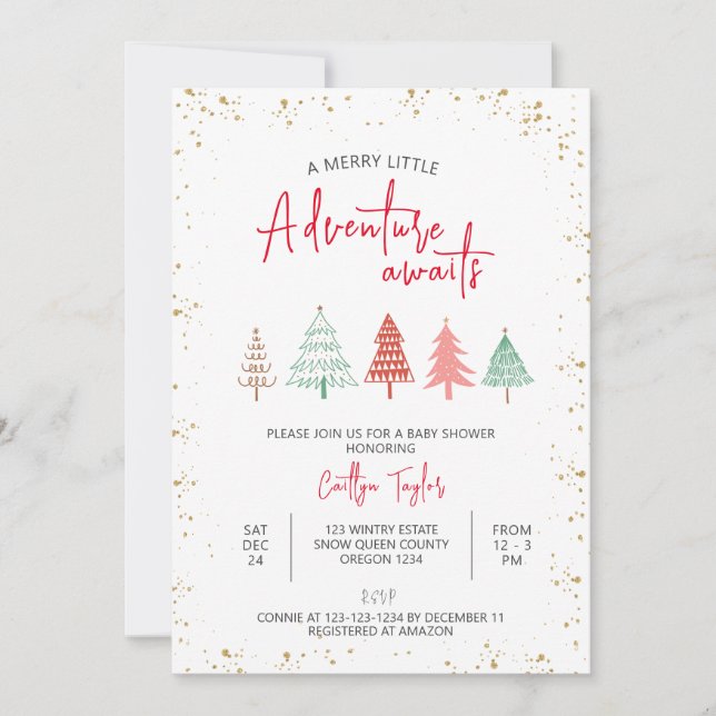A Merry Little Adventure Awaits Baby Shower Invitation (Front)