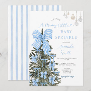 A Merry Little Baby Blue Christmas Baby Sprinkle  Invitation