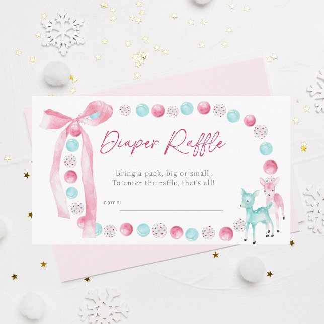 A Merry Little Baby Girl Shower Diaper Raffle Enclosure Card (Creator Uploaded)