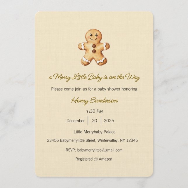 A Merry Little Baby is on the Way Invitation (Front)