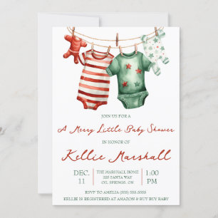 A Merry Little Baby Shower, Baby Clothesline  Invitation