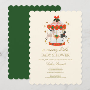 A Merry Little Baby Shower Christmas Carousel Invitation