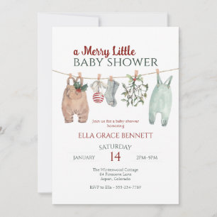 A Merry Little Baby Shower Christmas Clothes Invitation