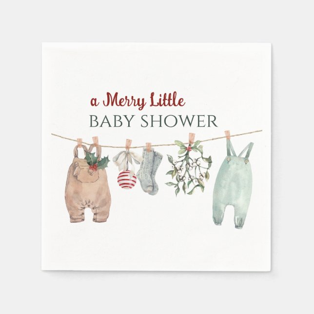 A Merry Little Baby Shower Christmas Clothes Napkin (Front)