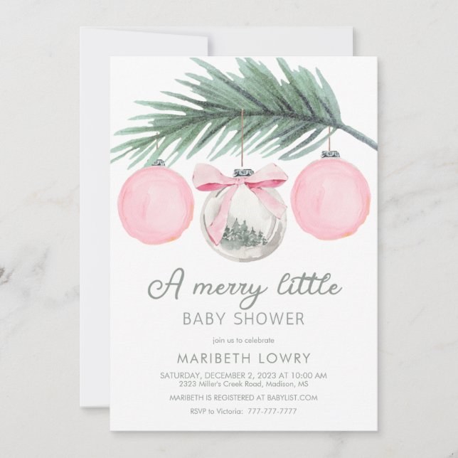A Merry Little Baby Shower | Christmas Shower Invitation (Front)