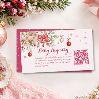 A Merry Little Baby Shower Gift Registry QR Code Enclosure Card
