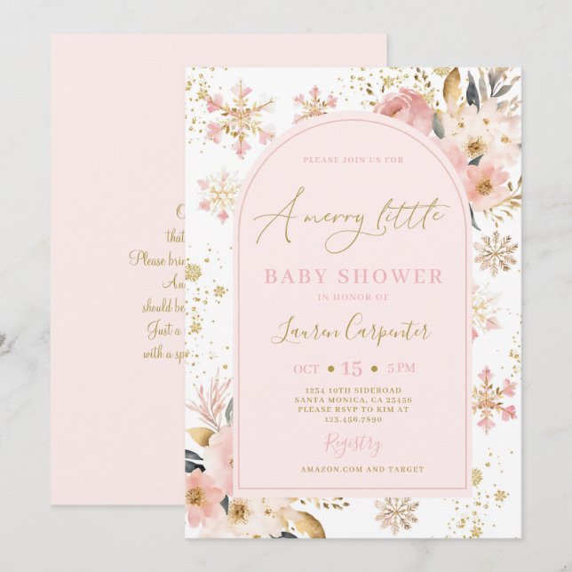 A Merry Little Baby Shower Girl Invitation (Front/Back)