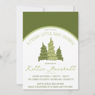 A Merry Little Baby Shower, Green & Beige Shower Invitation