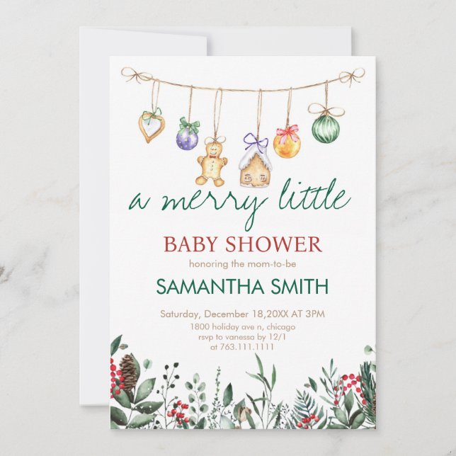A Merry Little Baby Shower Invitation (Front)