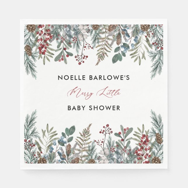 A Merry Little Baby Shower Paper Napkins (Front)
