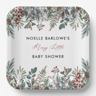A Merry Little Baby Shower Paper Plate
