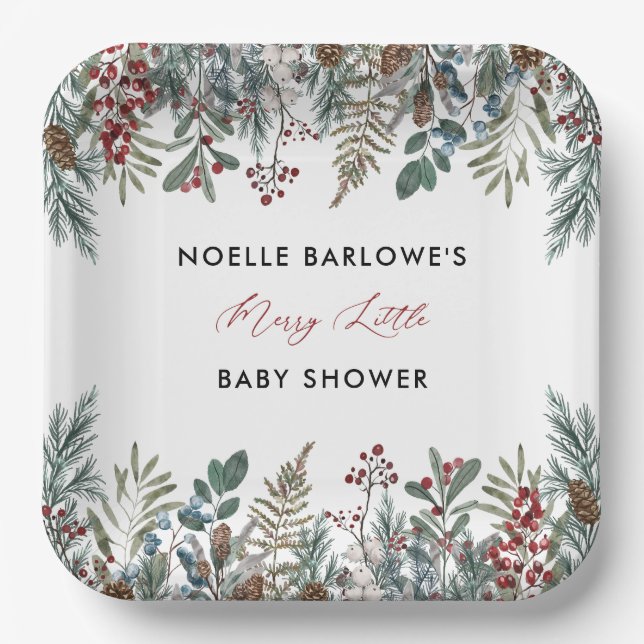 A Merry Little Baby Shower Paper Plate (Front)