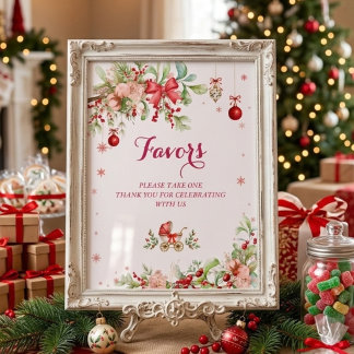 A Merry Little Baby Shower Party Favours Station Poster