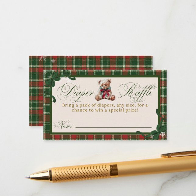 A Merry Little Baby Shower Teddy Bear Christmas Enclosure Card (Front/Back In Situ)