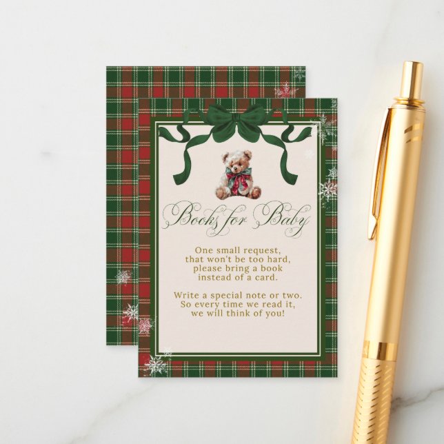 A Merry Little Baby Shower Teddy Bear Christmas Enclosure Card (Front/Back In Situ)