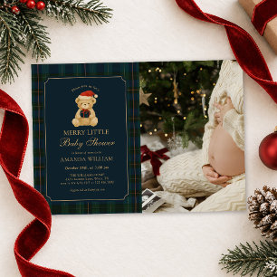 A Merry Little Baby Shower Teddy Bear Christmas  Invitation