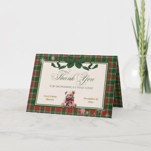A Merry Little Baby Shower Teddy Bear Christmas Thank You Card