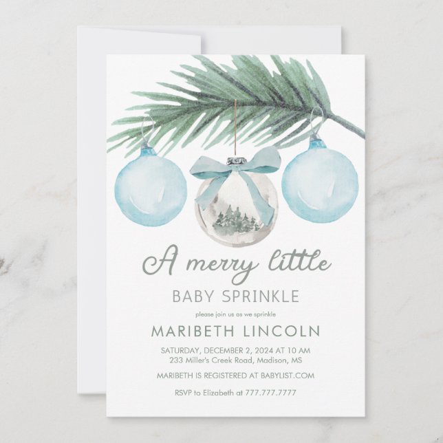 A Merry Little Baby Sprinkle Boy Baby Shower Invitation (Front)