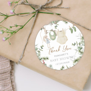 A Merry Little   Boho Girl Winter Baby Shower Classic Round Sticker